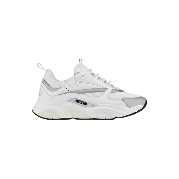 B22 SNEAKER WHITE TECHNICAL MESH WITH WHITE AND SILVER-TONE CALFSKIN – CDO82