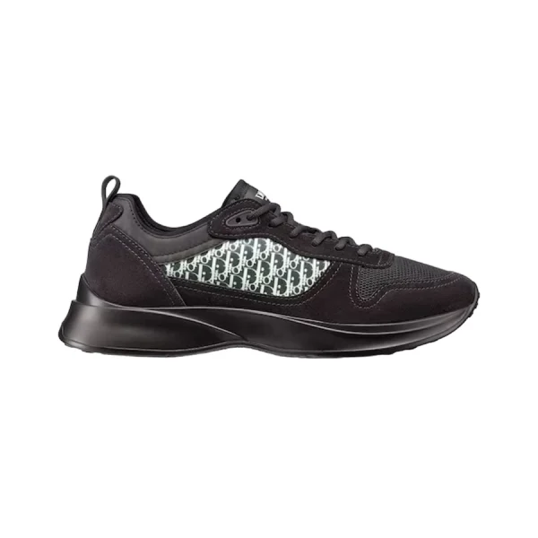 B25 RUNNER SNEAKER BLACK SUEDE AND TECHNICAL MESH WITH BLACK AND WHITE DIOR OBLIQUE CANVAS – CD123