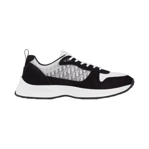 B25 RUNNER SNEAKER BLACK SUEDE WITH WHITE TECHNICAL MESH AND BLACK DIOR OBLIQUE CANVAS – CD124