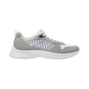 B25 RUNNER SNEAKER GRAY SUEDE AND WHITE TECHNICAL MESH WITH BLUE AND WHITE DIOR OBLIQUE CANVAS – CD122