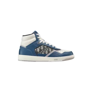 B27 HIGH-TOP SNEAKER BLUE CREAM AND DIOR GRAY SMOOTH CALFSKIN – CD115