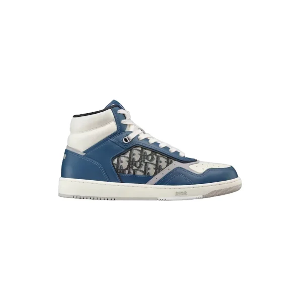 B27 HIGH-TOP SNEAKER BLUE CREAM AND DIOR GRAY SMOOTH CALFSKIN – CD115