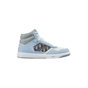 B27 HIGH-TOP SNEAKER LIGHT BLUE WHITE AND DIOR GRAY SMOOTH CALFSKIN  – CD118