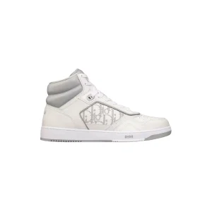 B27 HIGH-TOP SNEAKER WHITE AND GRAY SMOOTH CALFSKIN WITH WHITE DIOR OBLIQUE GALAXY LEATHER  – CD120