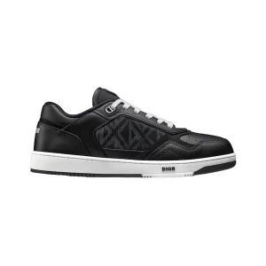 B27 LOW-TOP SNEAKER BLACK SMOOTH CALFSKIN AND CD DIAMOND CANVAS – CD100