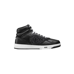 B27 HIGH-TOP SNEAKER BLACK SMOOTH CALFSKIN AND CD DIAMOND CANVAS – CD109