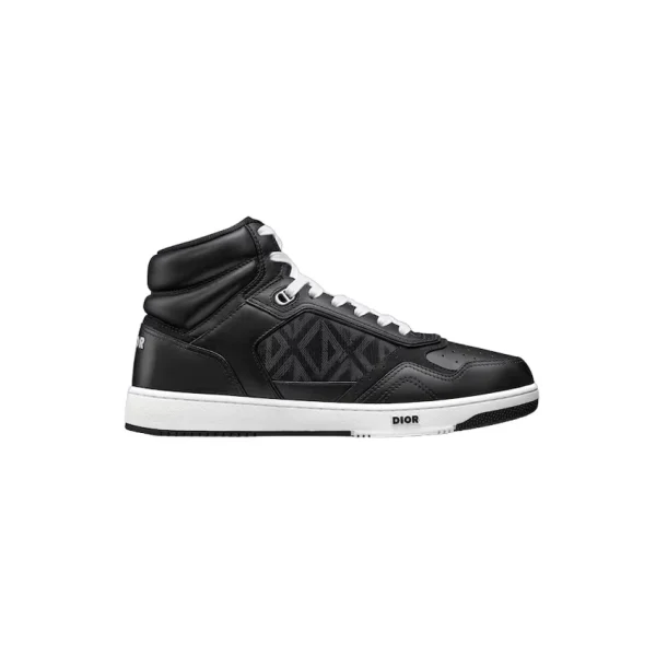 B27 HIGH-TOP SNEAKER BLACK SMOOTH CALFSKIN AND CD DIAMOND CANVAS – CD109