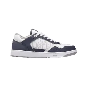 B27 LOW-TOP SNEAKER DEEP BLUE AND WHITE SMOOTH CALFSKIN WITH WHITE DIOR OBLIQUE GALAXY LEATHER – CDO88
