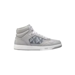 B27 HIGH-TOP SNEAKER DIOR GRAY SMOOTH CALFSKIN AND CD DIAMOND CANVAS – CD101