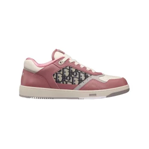 B27 LOW-TOP SNEAKER PINK AND CREAM SMOOTH CALFSKIN WITH BEIGE AND BLACK DIOR OBLIQUE JACQUARD – CDO94