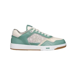 B27 LOW-TOP SNEAKER TURQUOISE AND CREAM SMOOTH CALFSKIN AND CREAM DIOR OBLIQUE JACQUARD CANVAS – CDO95