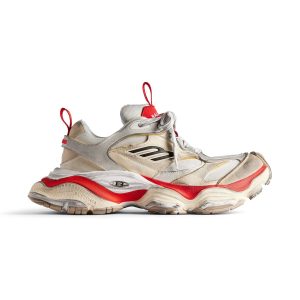 BALENCIAGA MEN’S CARGO SNEAKER IN BEIGE/GREY/RED – BB204