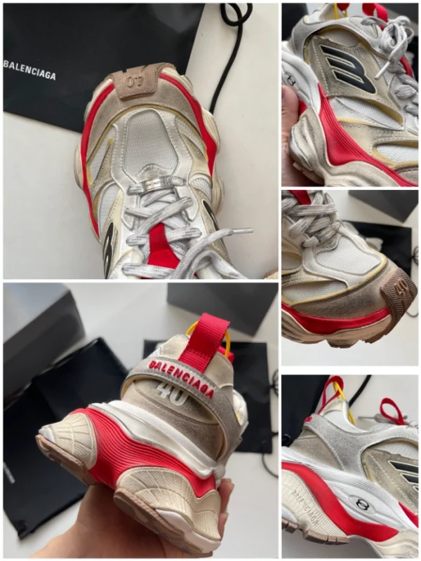 BALENCIAGA MEN’S CARGO SNEAKER IN BEIGE/GREY/RED – BB204 - Image 6