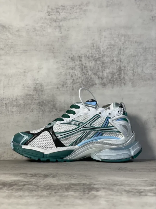 BALENCIAGA MEN’S RUNNER SNEAKER IN WHITE/GREEN/BLUE – BB229 - Image 3