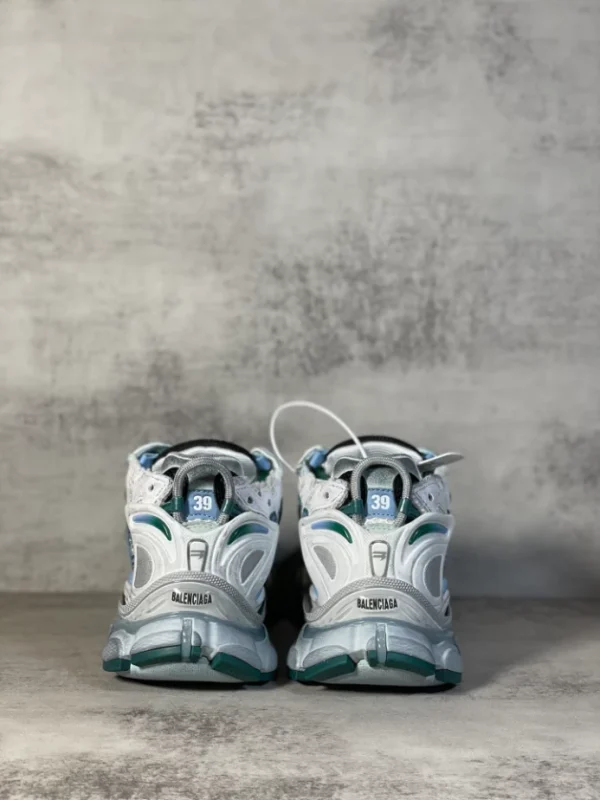 BALENCIAGA MEN’S RUNNER SNEAKER IN WHITE/GREEN/BLUE – BB229 - Image 5