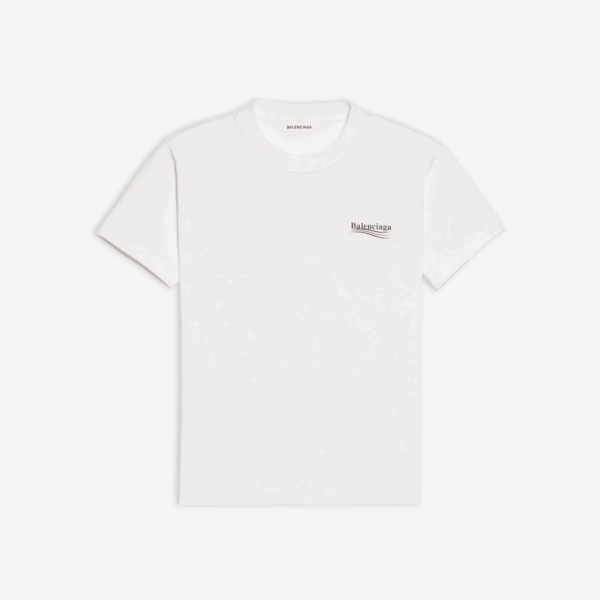BALENCIAGA POLITICAL CAMPAIGN SMALL FIT T-SHIRT IN WHITE VINTAGE JERSEY – BB38