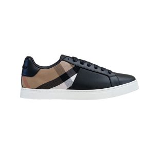 BURBERRY LEATHER AND CHECK COTTON SNEAKERS – BBR122
