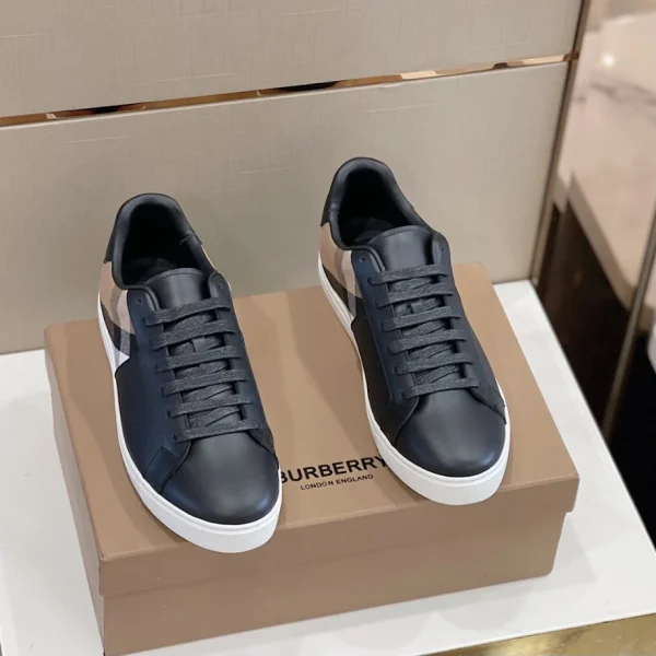 BURBERRY LEATHER AND CHECK COTTON SNEAKERS – BBR122 - Image 4