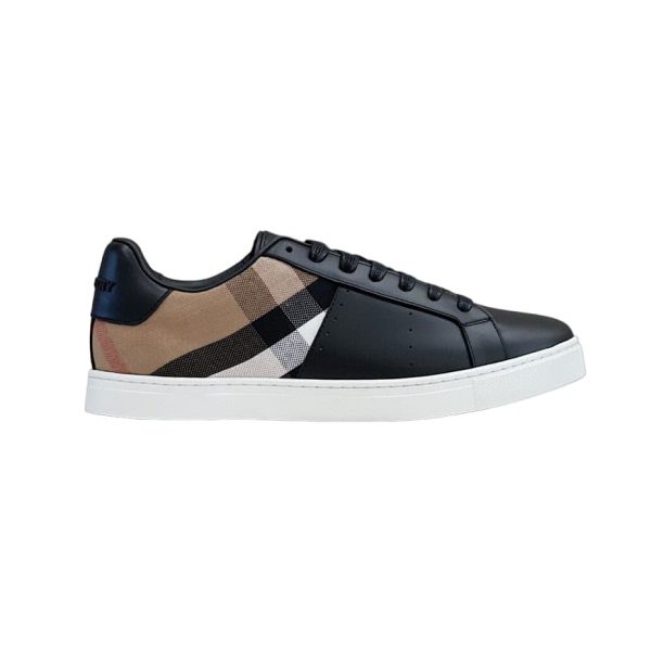 BURBERRY LEATHER AND CHECK COTTON SNEAKERS – BBR122