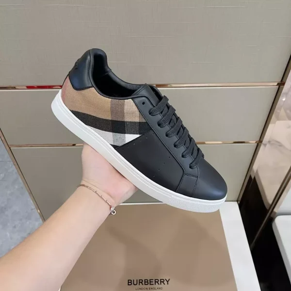 BURBERRY LEATHER AND CHECK COTTON SNEAKERS – BBR122 - Image 2