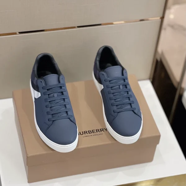 BURBERRY LEATHER AND CHECK COTTON SNEAKERS – BBR123 - Image 5