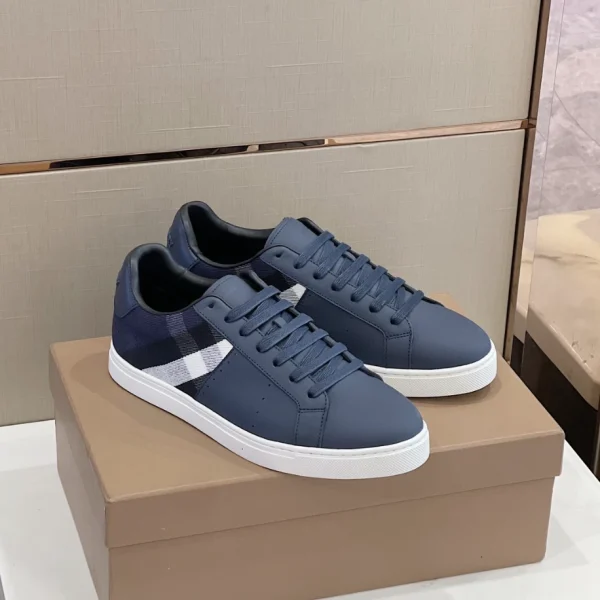 BURBERRY LEATHER AND CHECK COTTON SNEAKERS – BBR123 - Image 6