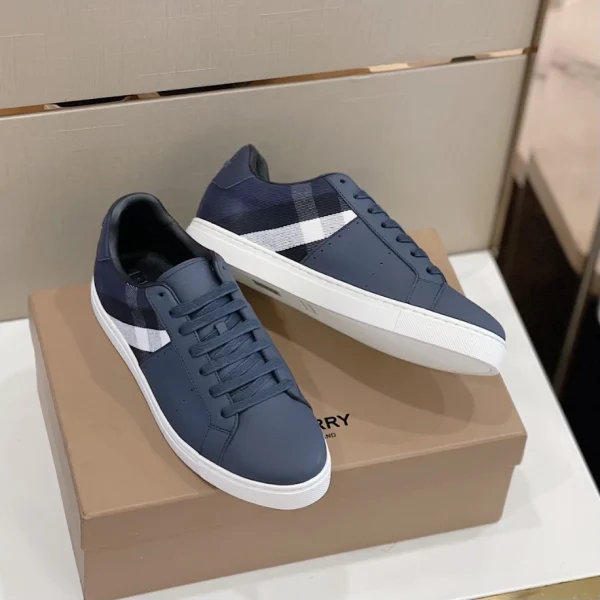 BURBERRY LEATHER AND CHECK COTTON SNEAKERS – BBR123 - Image 7