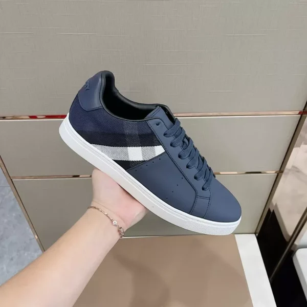 BURBERRY LEATHER AND CHECK COTTON SNEAKERS – BBR123 - Image 2