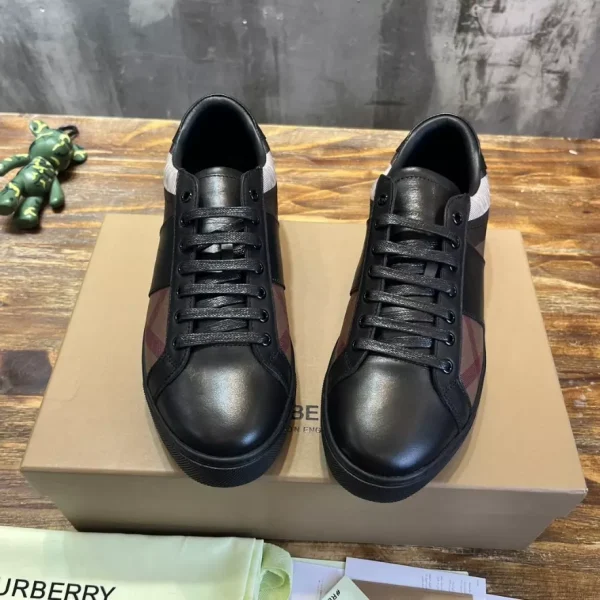 BURBERRY LEATHER AND CHECK COTTON SNEAKERS – BBR124 - Image 2