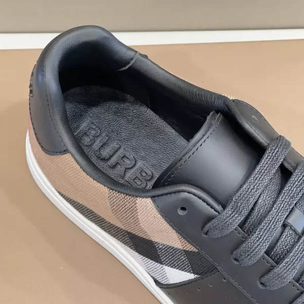 BURBERRY LEATHER AND CHECK COTTON SNEAKERS – BBR124 - Image 6