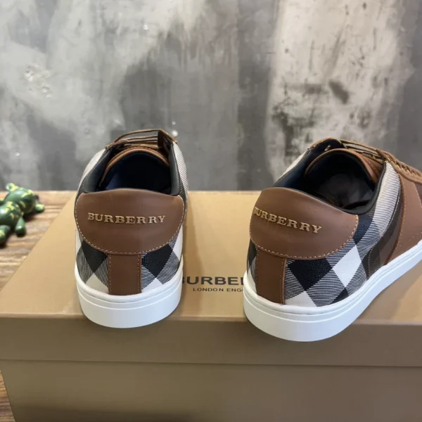 BURBERRY LEATHER AND CHECK COTTON SNEAKERS – BBR125 - Image 7