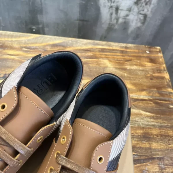 BURBERRY LEATHER AND CHECK COTTON SNEAKERS – BBR125 - Image 4