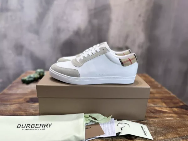 BURBERRY LEATHER, SUEDE AND VINTAGE CHECK COTTON SNEAKERS – BBR126