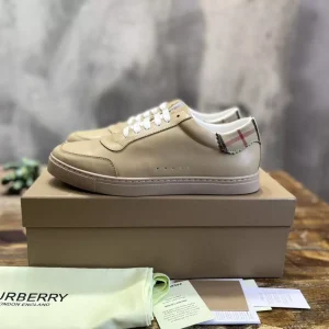 BURBERRY LEATHER, SUEDE AND VINTAGE CHECK COTTON SNEAKERS – BBR127