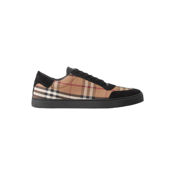 BURBERRY VINTAGE CHECK COTTON AND SUEDE SNEAKERS – BBR119