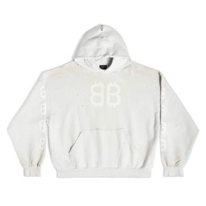 Balenciaga Crypto Hoodie Medium Fit In White – SBH023