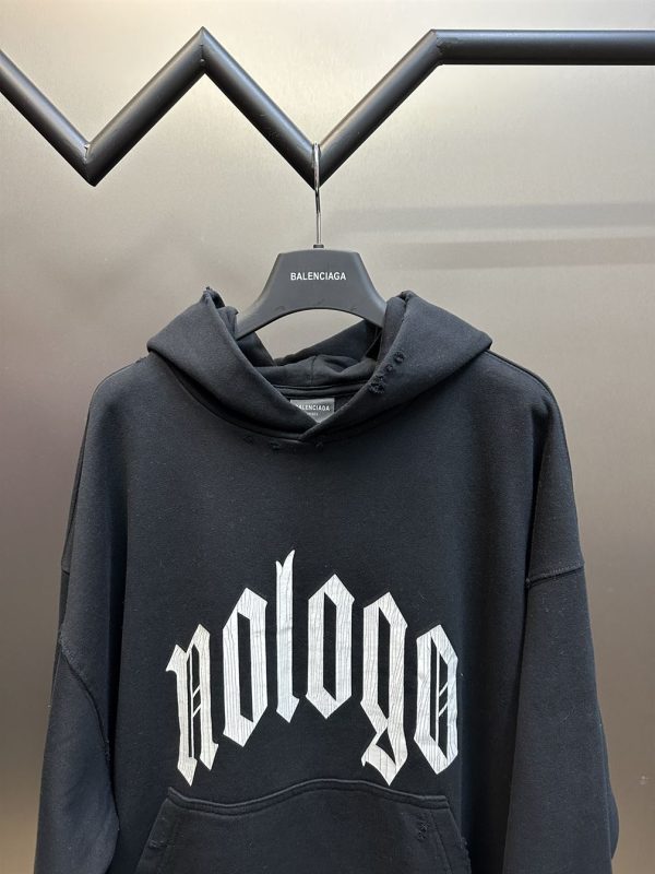 Balenciaga Nlogo Hoodie Medium Fit In Black – SBH027 - Image 4