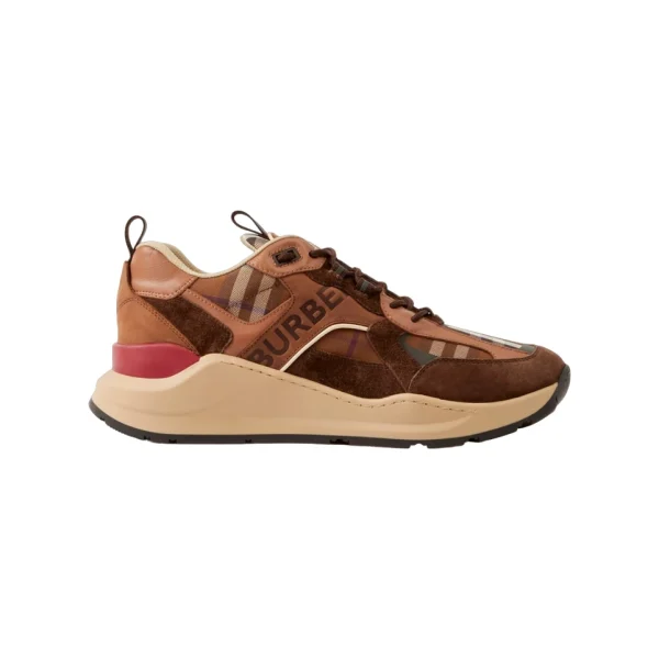 LOGO PRINT CHECK SUEDE AND MESH SNEAKERS – BBR109