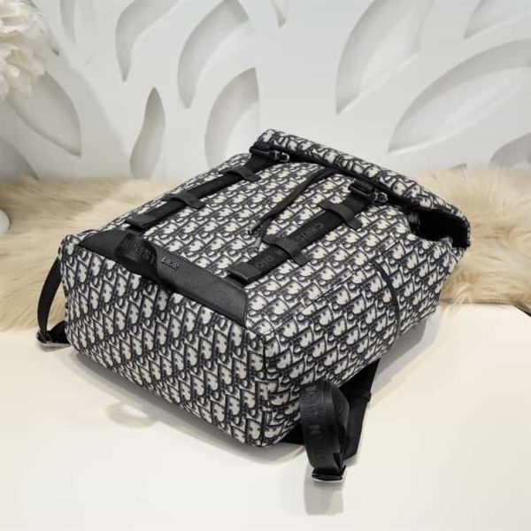 DIOR EXPLORER BACKPACK BEIGE AND BLACK OBLIQUE JACQUARD – DR006 - Image 4