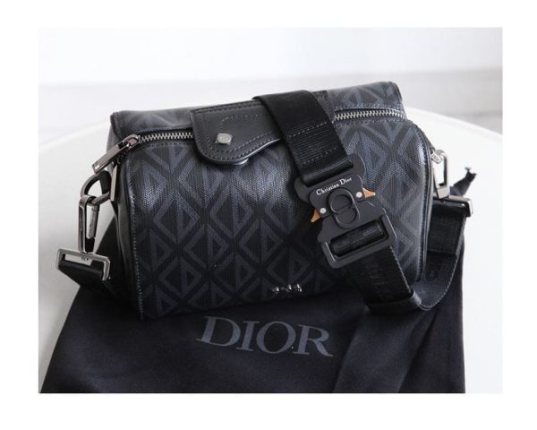 DIOR LINGOT 22 BAG BLACK CD DIAMOND CANVAS – DR014 - Image 3