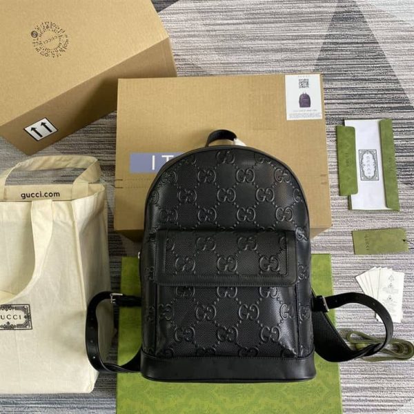 GUCCI LOGO EMBOSSED PERFORATED LEATHER BACKPACK – GC53 - Image 2