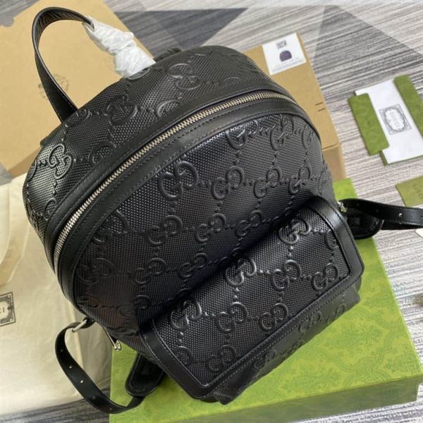 GUCCI LOGO EMBOSSED PERFORATED LEATHER BACKPACK – GC53 - Image 4