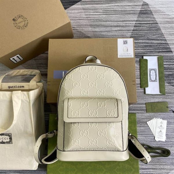 GUCCI LOGO EMBOSSED PERFORATED LEATHER BACKPACK – GC54 - Image 2