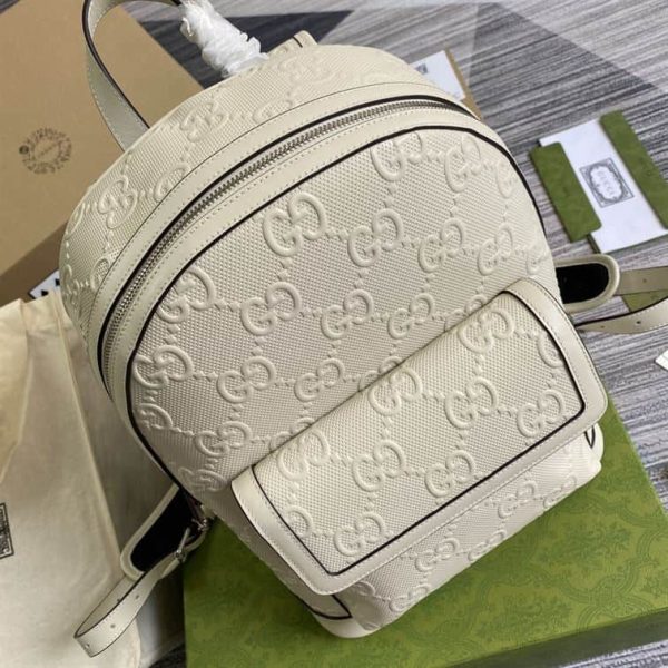 GUCCI LOGO EMBOSSED PERFORATED LEATHER BACKPACK – GC54 - Image 4