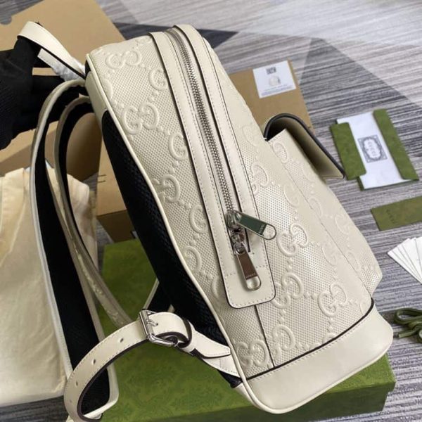 GUCCI LOGO EMBOSSED PERFORATED LEATHER BACKPACK – GC54 - Image 5