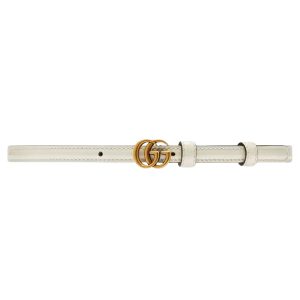 GUCCI THIN PATENT DOUBLE G BELT WHITE LEATHER  – B0179