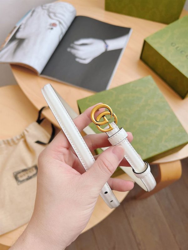 GUCCI THIN PATENT DOUBLE G BELT WHITE LEATHER  – B0179 - Image 5