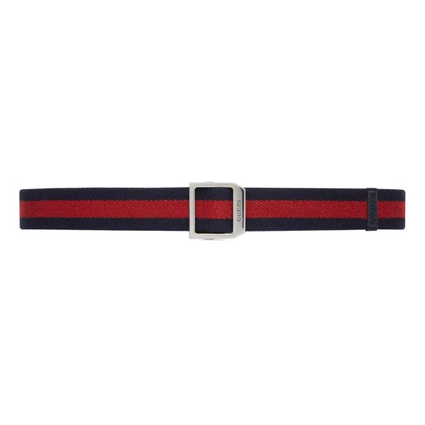 GUCCI WEB BELT WITH RECTANGULAR BUCKLE IN BLUE – B0187