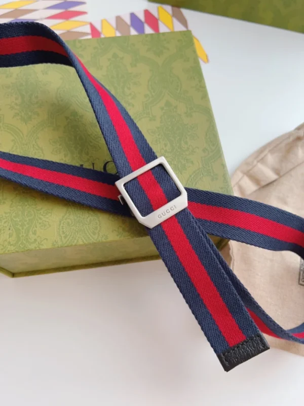 GUCCI WEB BELT WITH RECTANGULAR BUCKLE IN BLUE – B0187 - Image 3