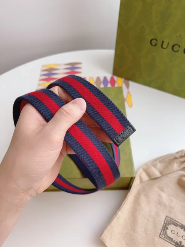 GUCCI WEB BELT WITH RECTANGULAR BUCKLE IN BLUE – B0187 - Image 7